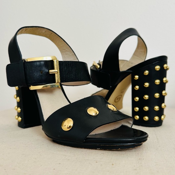 MICHAEL Michael Kors LINDEN Studded Chunky High Heel Sandals pumps - Picture 2 of 6